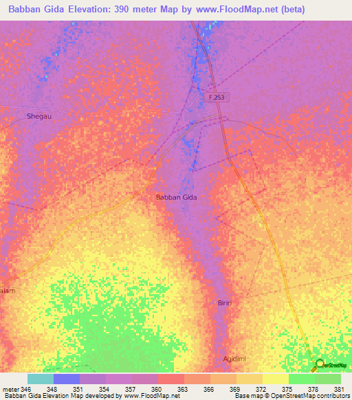 Elevation of Babban Gida,Nigeria Elevation Map, Topography, Contour