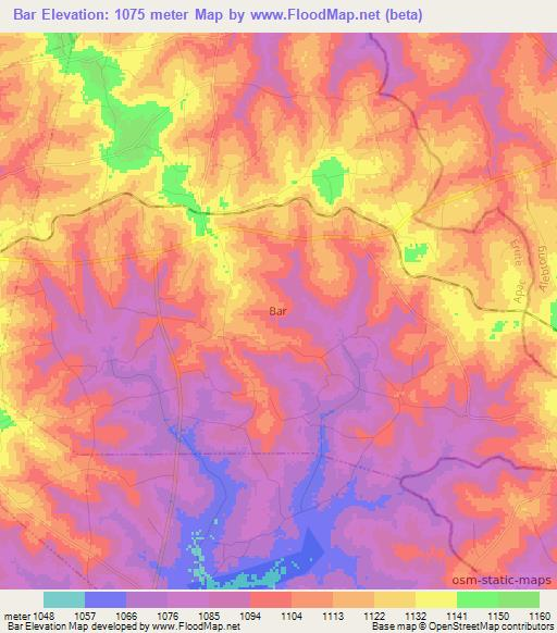 Bar,Uganda Elevation Map