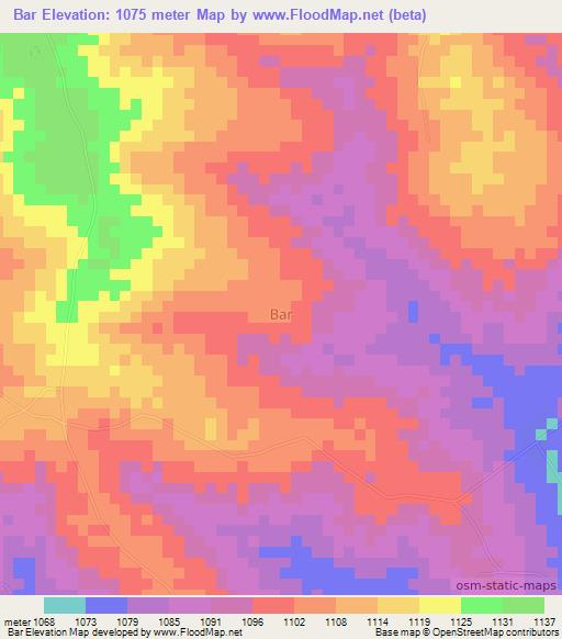 Bar,Uganda Elevation Map
