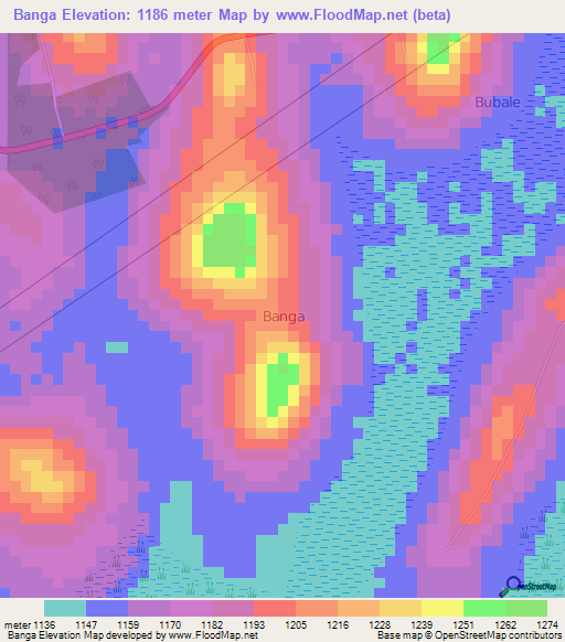 Banga,Uganda Elevation Map