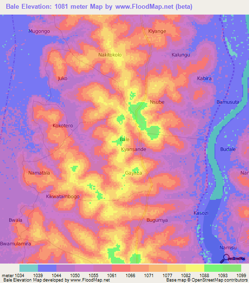 Bale,Uganda Elevation Map