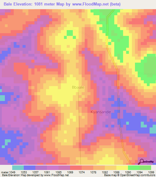 Bale,Uganda Elevation Map