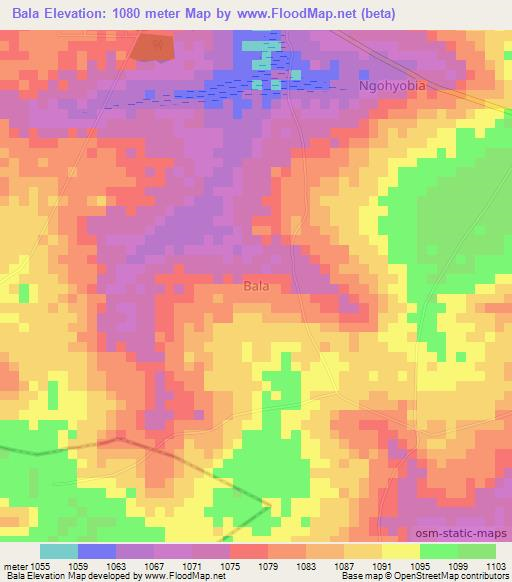 Bala,Uganda Elevation Map