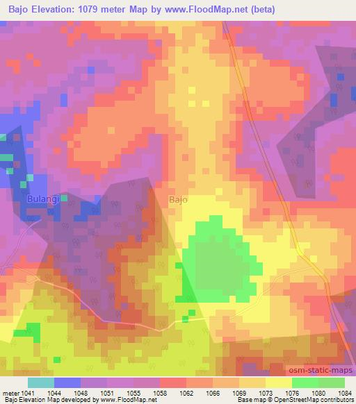Bajo,Uganda Elevation Map