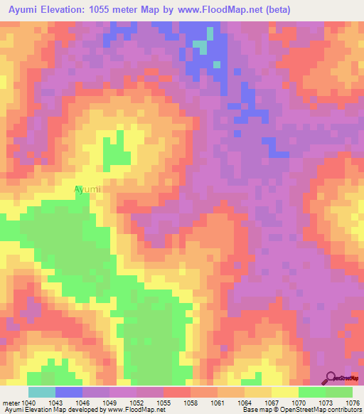 Ayumi,Uganda Elevation Map