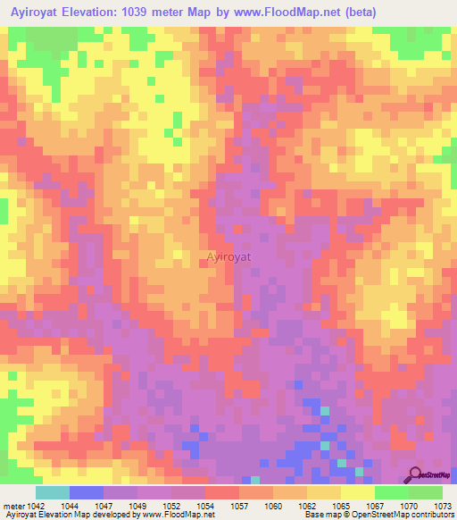 Ayiroyat,Uganda Elevation Map