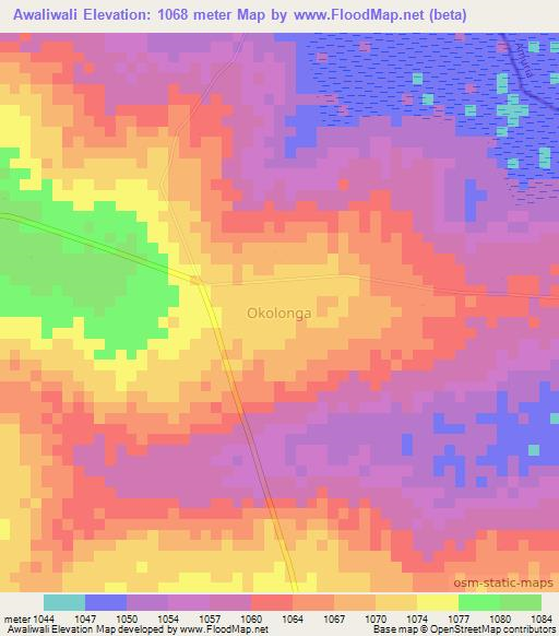 Awaliwali,Uganda Elevation Map
