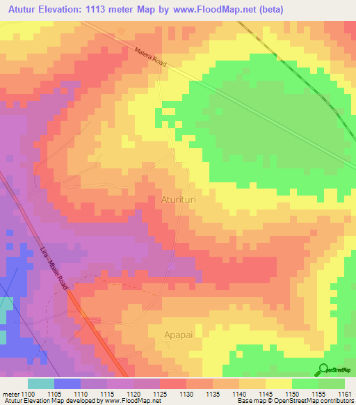 Atutur,Uganda Elevation Map