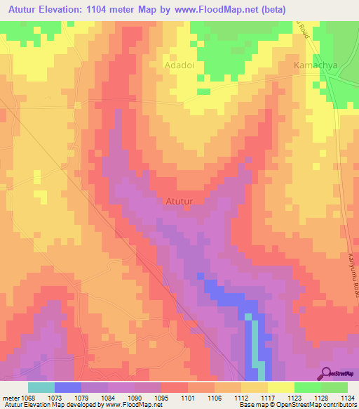 Atutur,Uganda Elevation Map