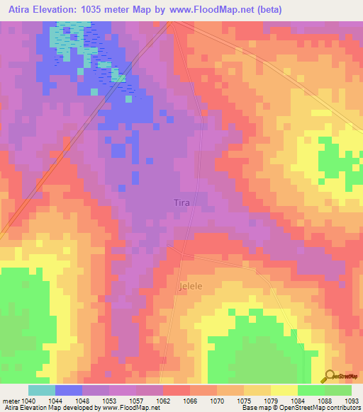 Atira,Uganda Elevation Map
