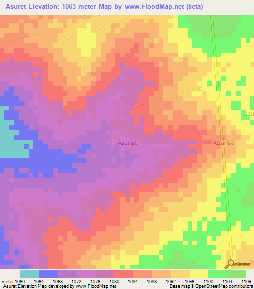Asuret,Uganda Elevation Map