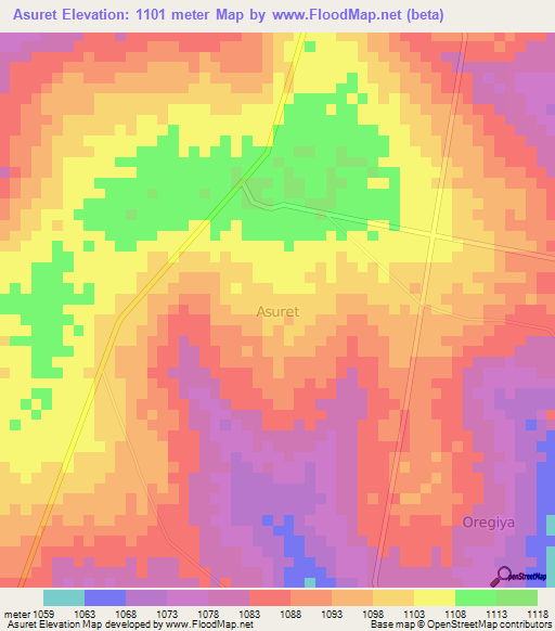 Asuret,Uganda Elevation Map