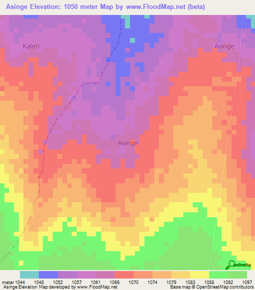 Asinge,Uganda Elevation Map