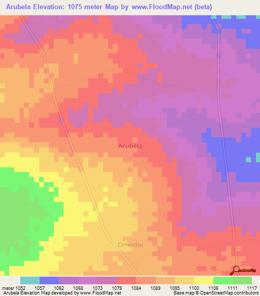 Arubela,Uganda Elevation Map