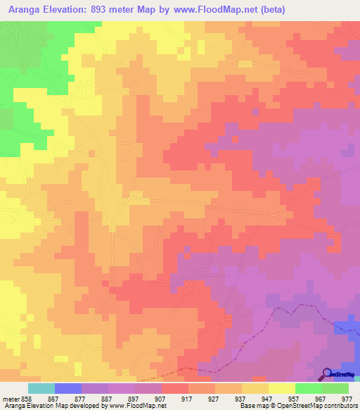 Aranga,Uganda Elevation Map
