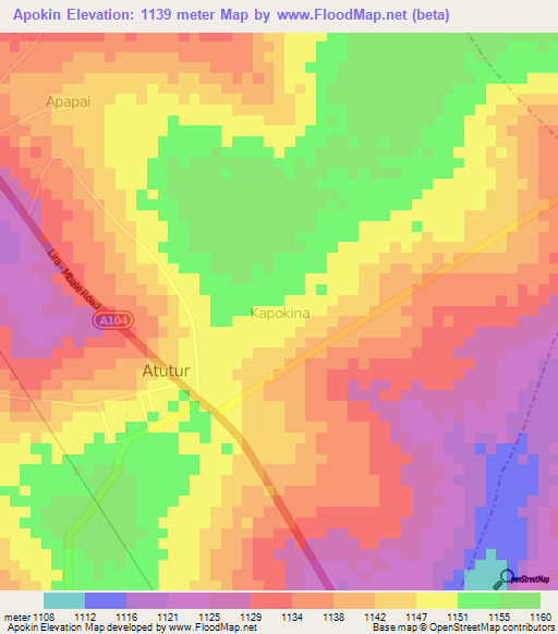 Apokin,Uganda Elevation Map