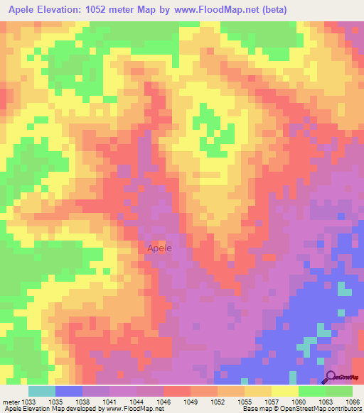 Apele,Uganda Elevation Map