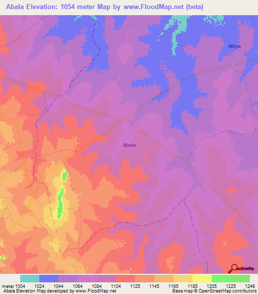 Abala,Uganda Elevation Map