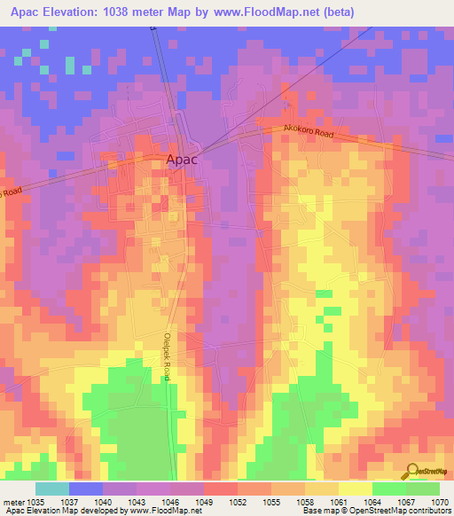 Apac,Uganda Elevation Map