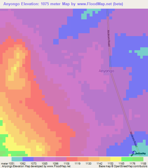 Anyongo,Uganda Elevation Map