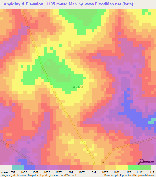 Anyidinyid,Uganda Elevation Map