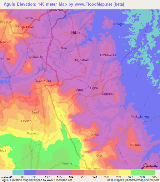 Agulu,Nigeria Elevation Map