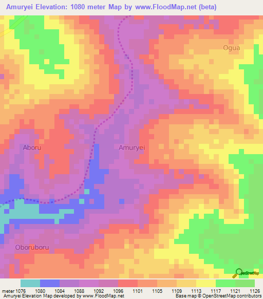 Amuryei,Uganda Elevation Map