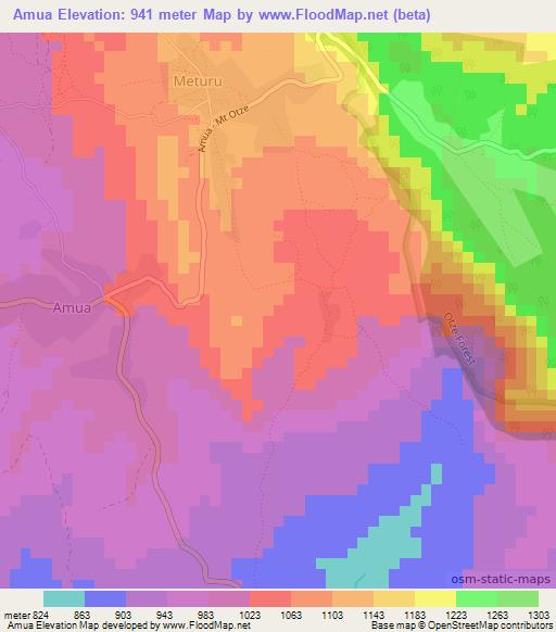 Amua,Uganda Elevation Map