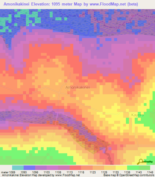 Amonikakinei,Uganda Elevation Map