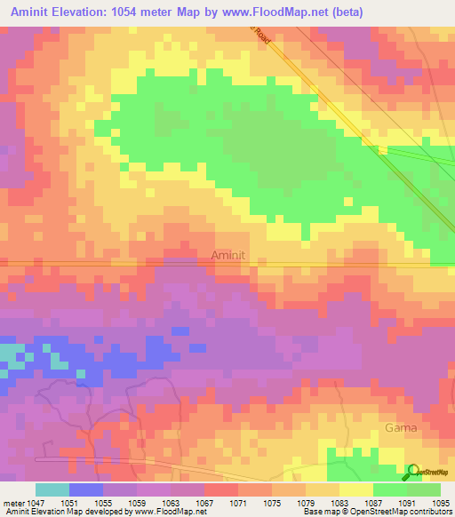 Aminit,Uganda Elevation Map