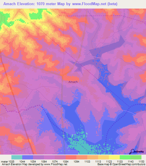 Amach,Uganda Elevation Map