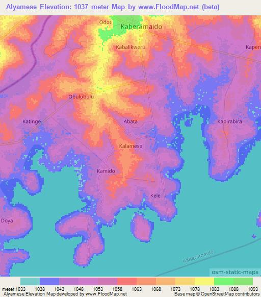 Alyamese,Uganda Elevation Map