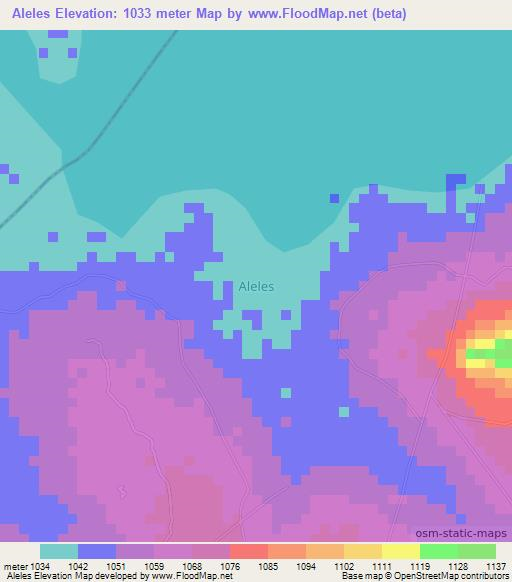 Aleles,Uganda Elevation Map