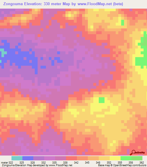 Zongouma,Burkina Faso Elevation Map