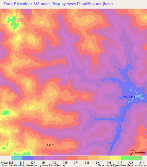Zono,Burkina Faso Elevation Map