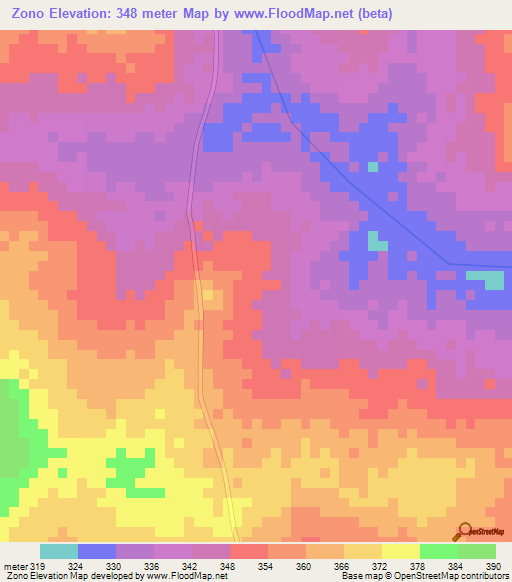 Zono,Burkina Faso Elevation Map