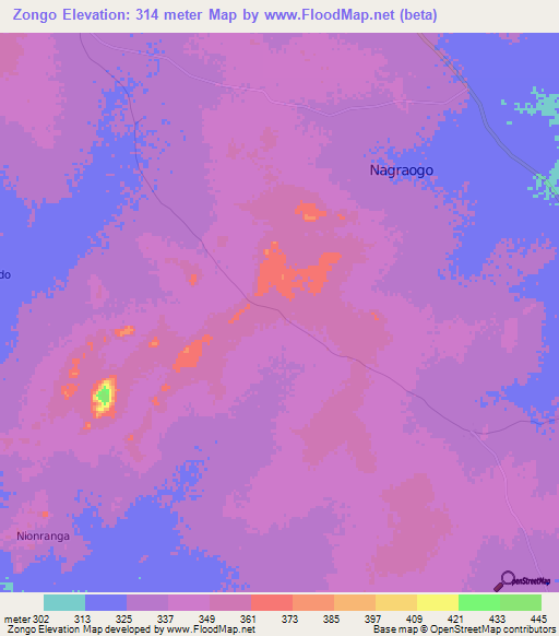 Zongo,Burkina Faso Elevation Map