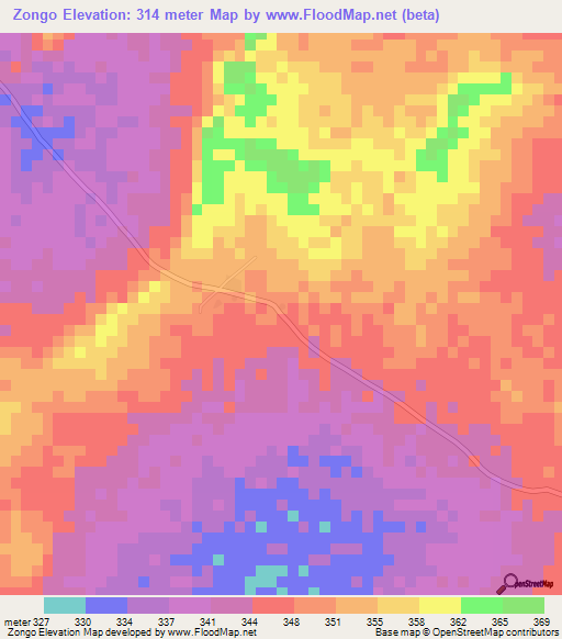 Zongo,Burkina Faso Elevation Map