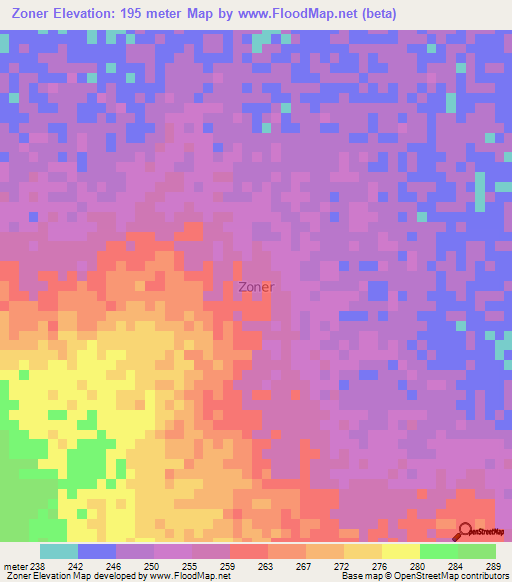 Zoner,Burkina Faso Elevation Map
