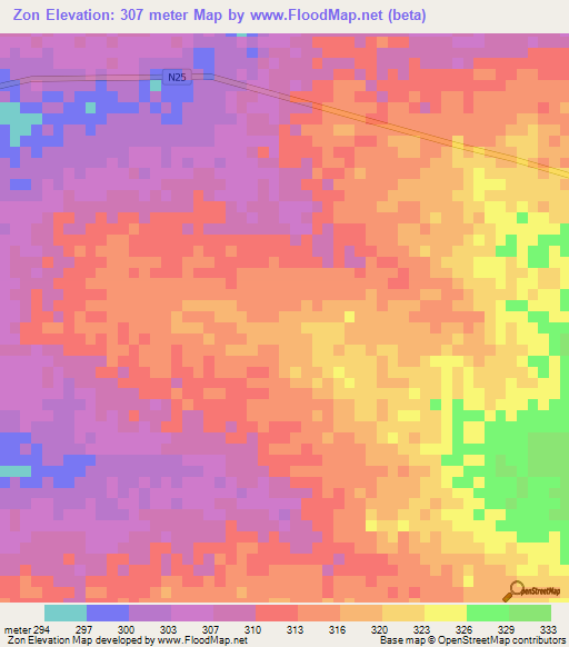 Zon,Burkina Faso Elevation Map
