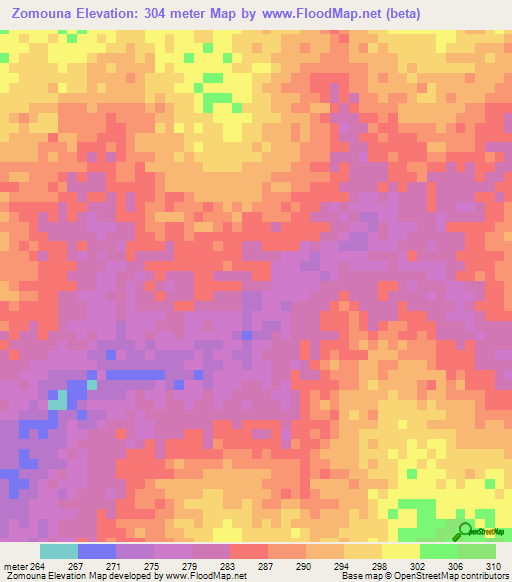 Zomouna,Burkina Faso Elevation Map