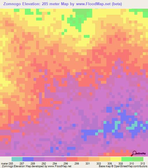 Zomnogo,Burkina Faso Elevation Map