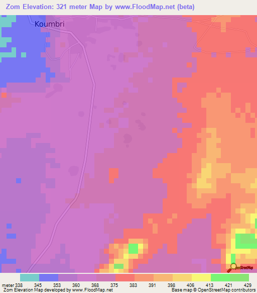 Zom,Burkina Faso Elevation Map