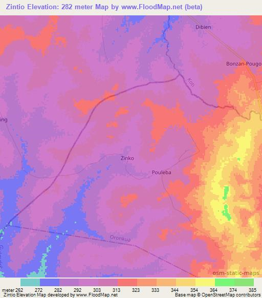 Zintio,Burkina Faso Elevation Map