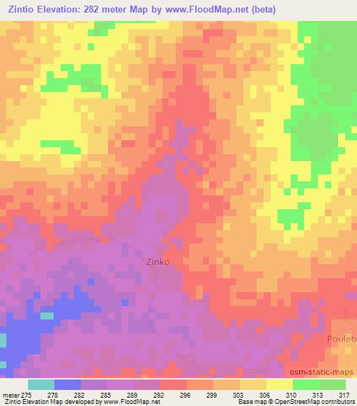 Zintio,Burkina Faso Elevation Map