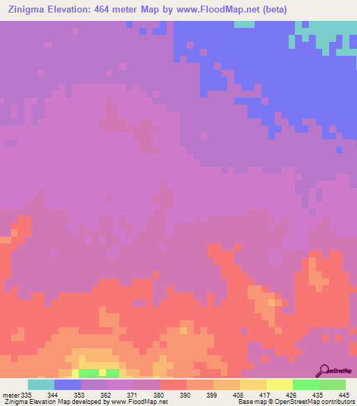 Zinigma,Burkina Faso Elevation Map