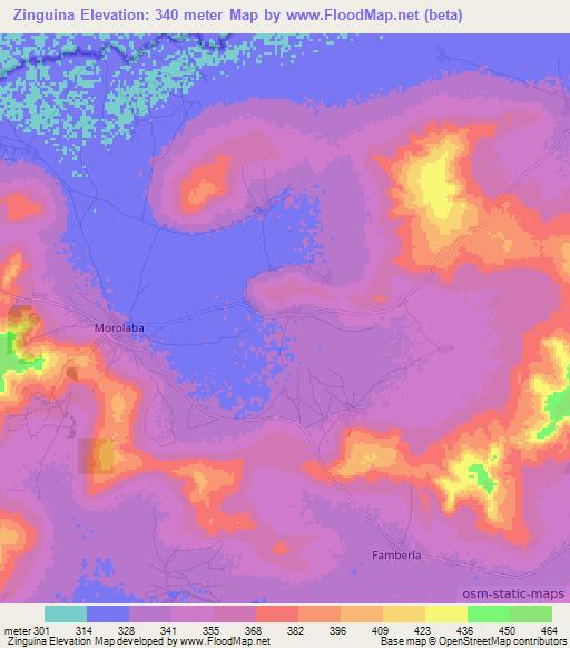 Zinguina,Burkina Faso Elevation Map