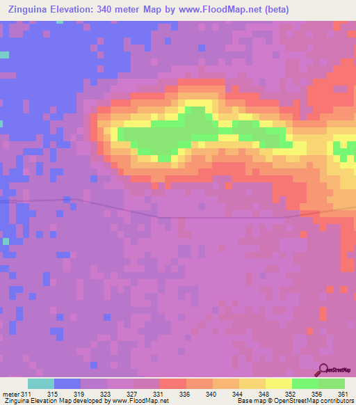 Zinguina,Burkina Faso Elevation Map