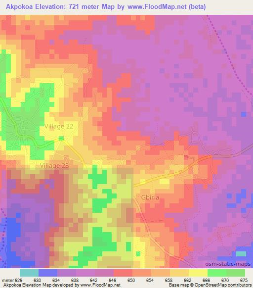 Akpokoa,Uganda Elevation Map