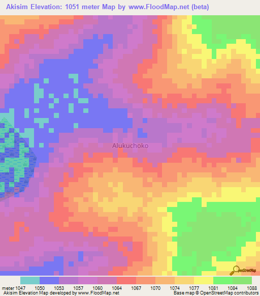 Akisim,Uganda Elevation Map